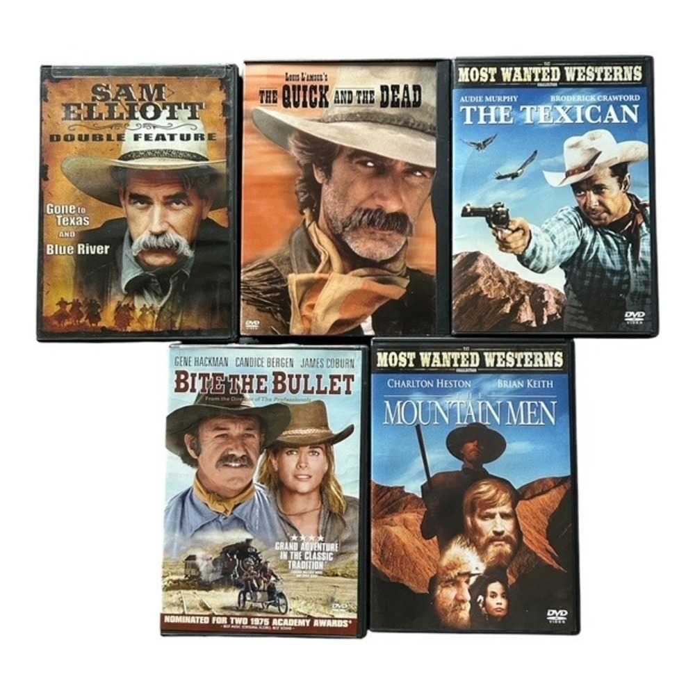 Western DVD Bundle Sam Elliott Audie Murphy Charlton Heston Gene Hackman 6 Movie